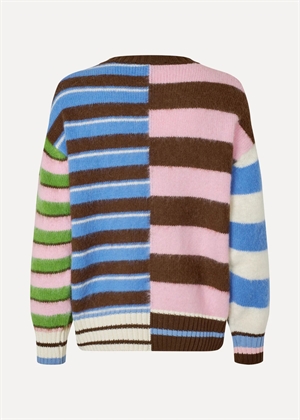 Crew neck alpaca cotton sweater Multistripes Mix Stine Goya 